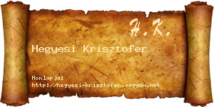Hegyesi Krisztofer névjegykártya